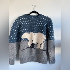 Iconic Motif Collectable Woolrich Polar Bear Sweater - Teal and Gray